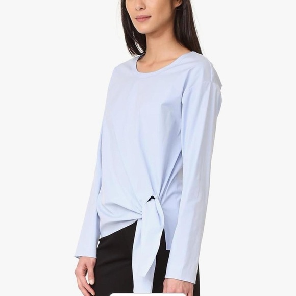 Theory Serah Stretch Cotton Side Tie Poplin Top Size Medium - Picture 3 of 13